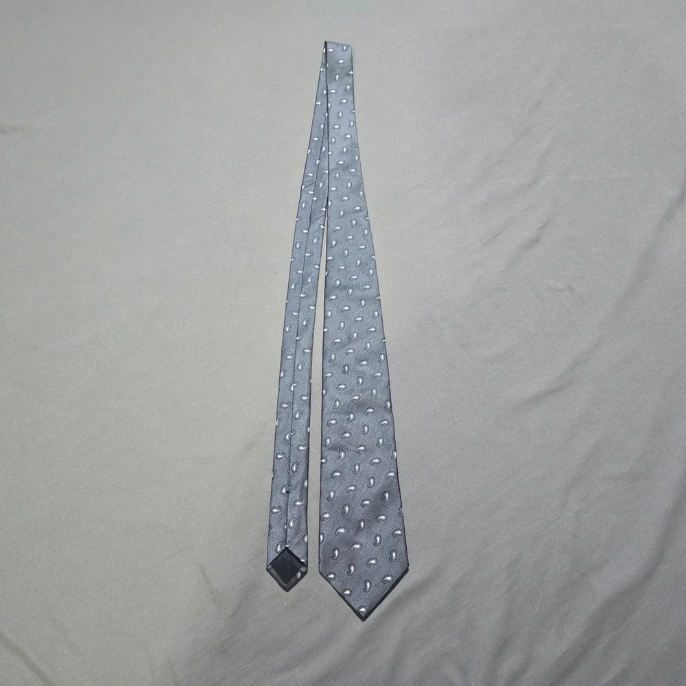 Brooks Brothers Necktie Mens OS Grey Blue Paisley Silk 346 Woven Pattern Tie